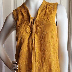 Mustard Yellow Flowery Sleeveless Top Size 0 (XS)